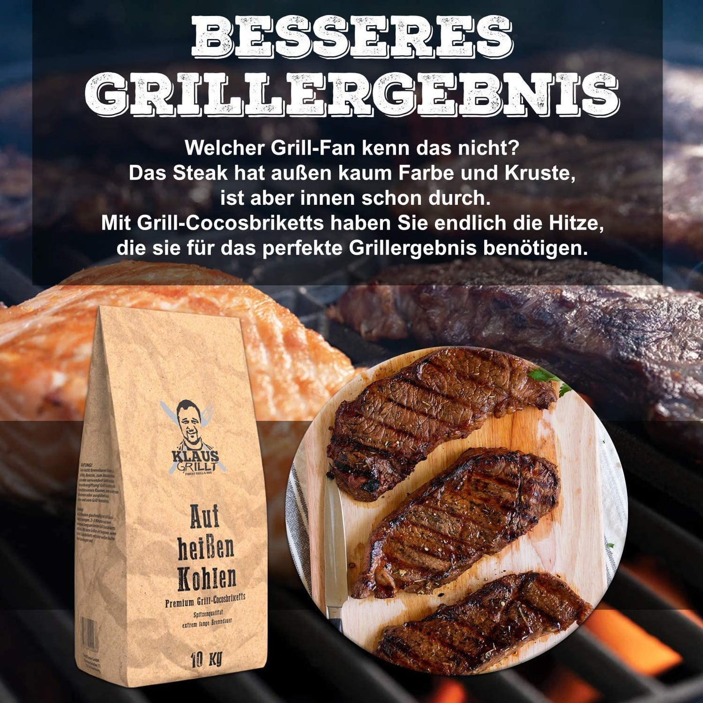 Klaus grillt auf heißen Cocos Kohlen - 20kg