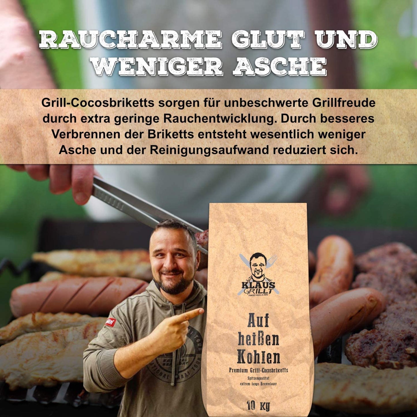 Klaus grillt auf heißen Cocos Kohlen - 20kg